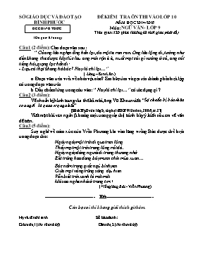 Đề kiểm tra ôn thi vào Lớp 10 THPT môn Ngữ văn - Năm học 2014-2015 - Sở GD & ĐT Bình Phước (Có đáp án)